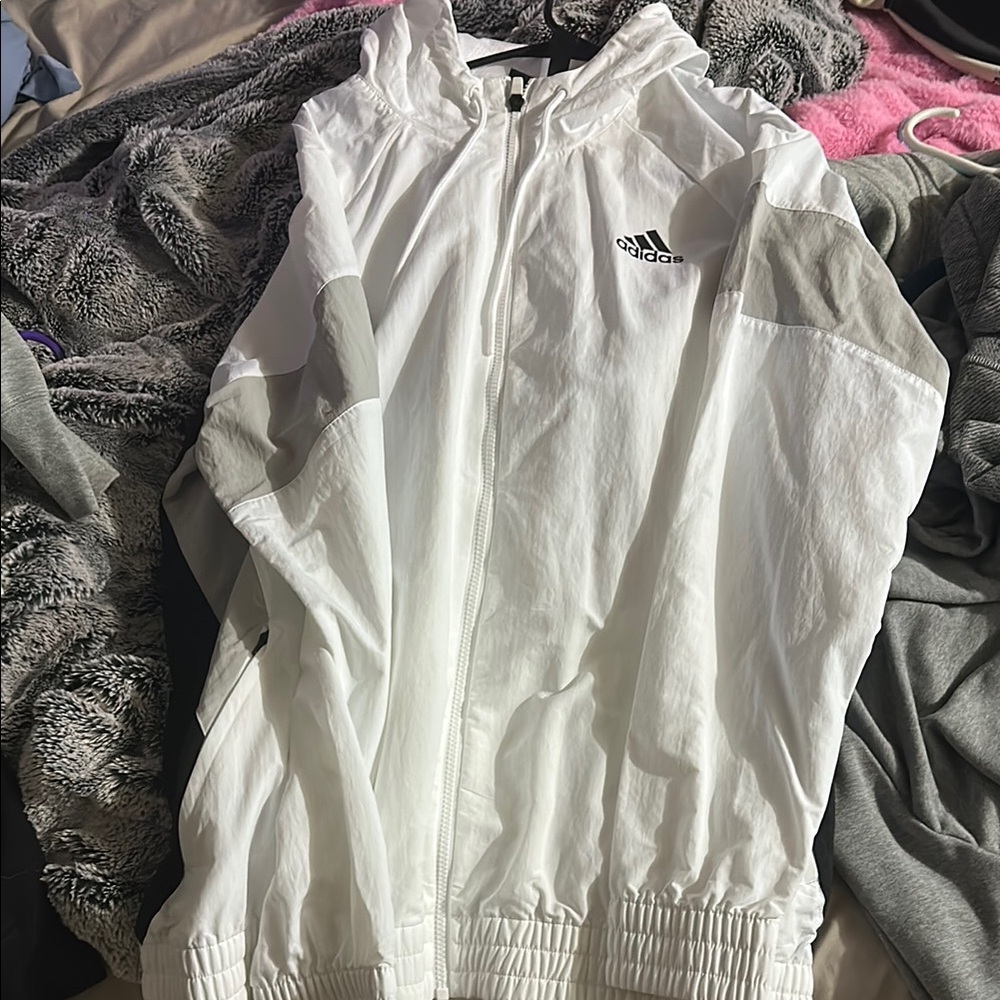 Adidas White Hooded Jacket